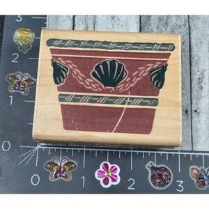 Rubber Stampede Terra Cotta Planter Z475E 1993 Rubber Stamp Wood #B54